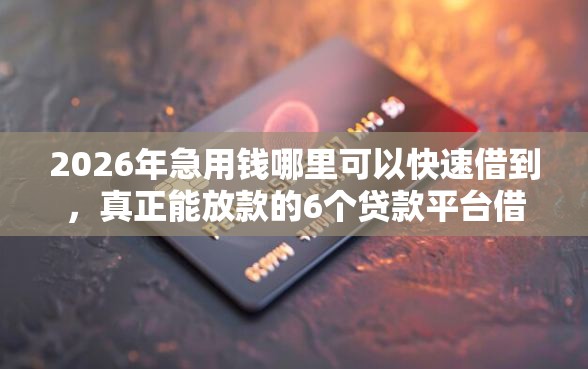 2026年急用钱哪里可以快速借到，真正能放款的6个贷款平台借钱容易又正规推荐