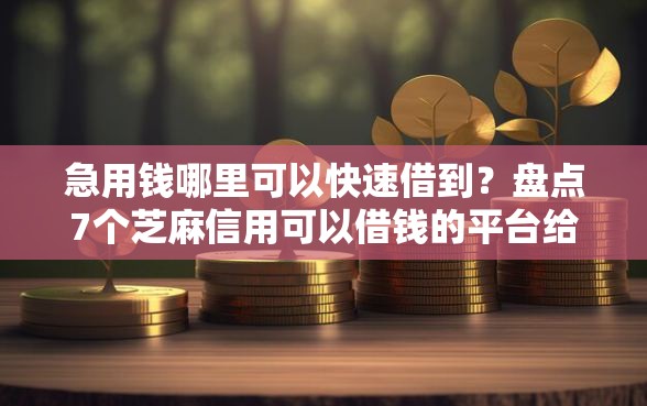 急用钱哪里可以快速借到？盘点7个芝麻信用可以借钱的平台给你参考