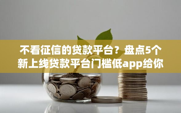 不看征信的贷款平台？盘点5个新上线贷款平台门槛低app给你参考