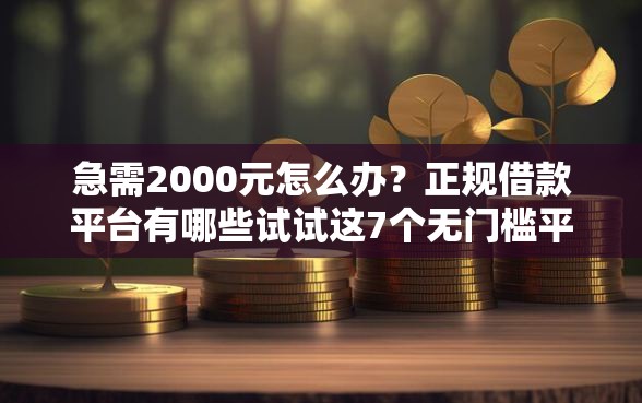 急需2000元怎么办？正规借款平台有哪些试试这7个无门槛平台