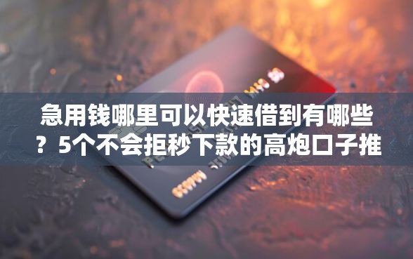 急用钱哪里可以快速借到有哪些？5个不会拒秒下款的高炮口子推荐给你