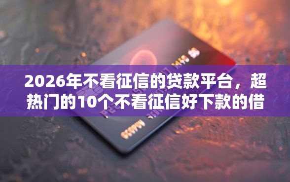 2026年不看征信的贷款平台，超热门的10个不看征信好下款的借钱软件推荐