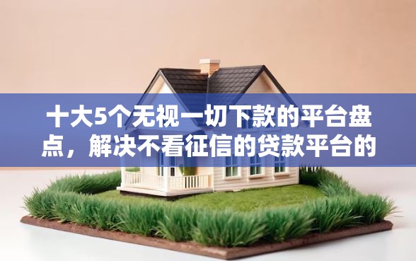 十大5个无视一切下款的平台盘点，解决不看征信的贷款平台的问题