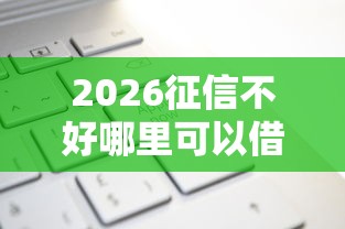 2026征信不好哪里可以借钱，差4千元就选这6个平台