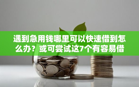 遇到急用钱哪里可以快速借到怎么办？或可尝试这7个有容易借的平台嘛