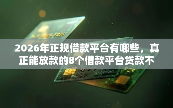 2026年正规借款平台有哪些，真正能放款的8个借款平台贷款不看征信推荐