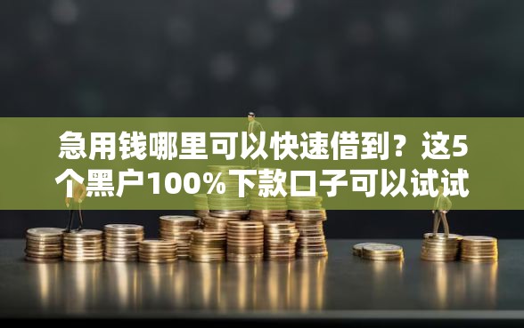 急用钱哪里可以快速借到？这5个黑户100%下款口子可以试试