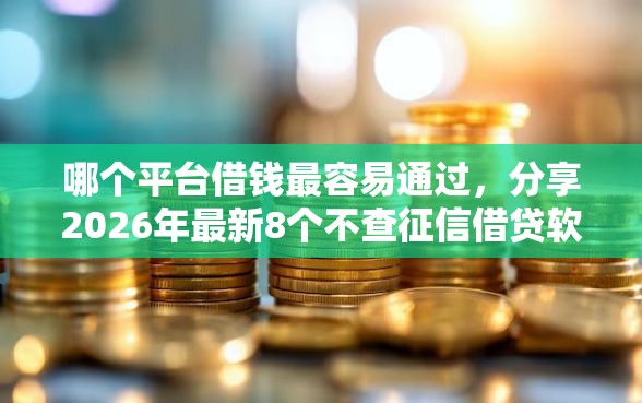 哪个平台借钱最容易通过，分享2026年最新8个不查征信借贷软件