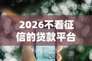 2026不看征信的贷款平台，差6千元就选这6个平台