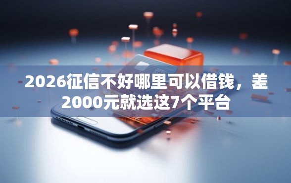 2026征信不好哪里可以借钱，差2000元就选这7个平台