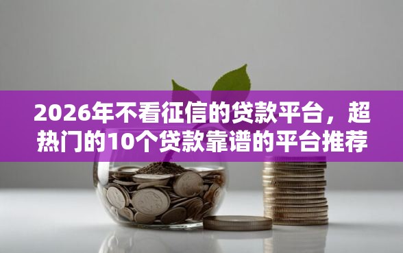 2026年不看征信的贷款平台，超热门的10个贷款靠谱的平台推荐