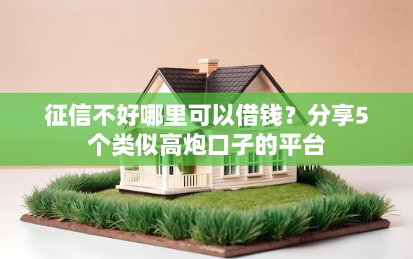 征信不好哪里可以借钱？分享5个类似高炮口子的平台