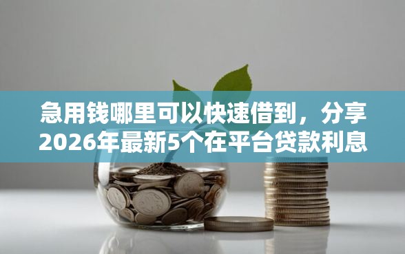 急用钱哪里可以快速借到，分享2026年最新5个在平台贷款利息低又安全