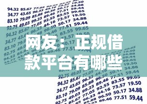 网友：正规借款平台有哪些？求介绍几款贷款都有借款平台
