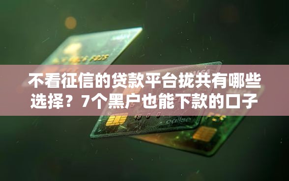 不看征信的贷款平台拢共有哪些选择?7个黑户也能下款的口子详解 不看征信的贷款平台拢共有哪些选择?7个黑户也能下款的口子详解