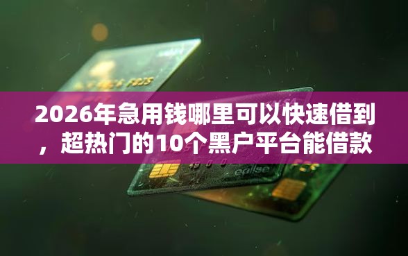 2026年急用钱哪里可以快速借到,超热门的10个黑户平台能借款推荐 2026年急用钱哪里可以快速借到,超热门的10个黑户平台能借款推荐
