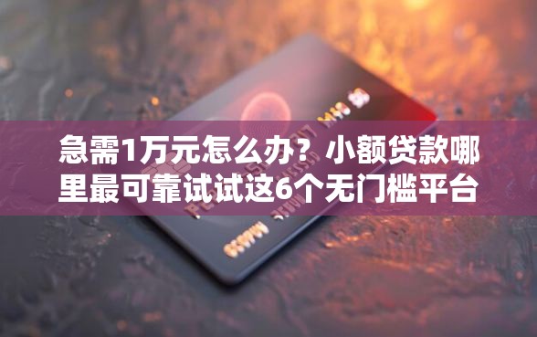 急需1万元怎么办？小额贷款哪里最可靠试试这6个无门槛平台