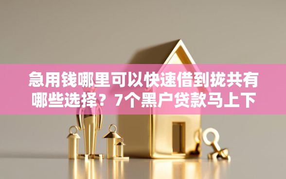 急用钱哪里可以快速借到拢共有哪些选择？7个黑户贷款马上下款的口子详解