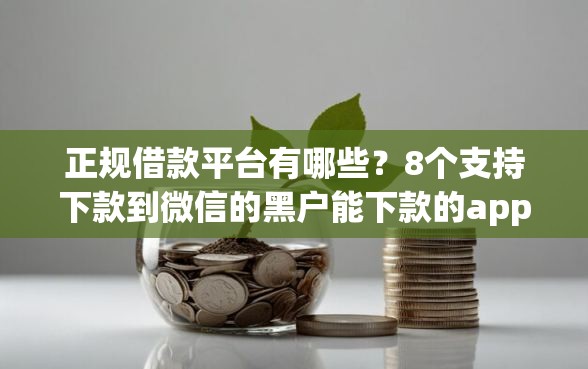 正规借款平台有哪些？8个支持下款到微信的黑户能下款的app口子下载