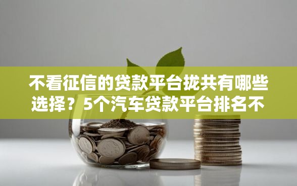 不看征信的贷款平台拢共有哪些选择？5个汽车贷款平台排名不分先后前十详解