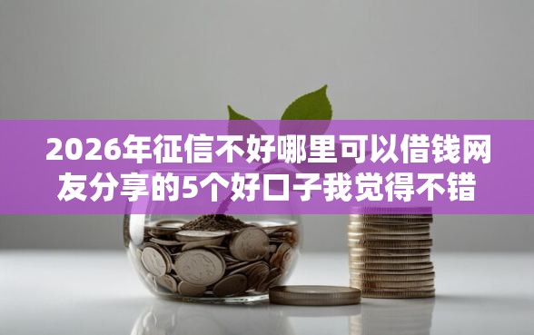 2026年征信不好哪里可以借钱网友分享的5个好口子我觉得不错！