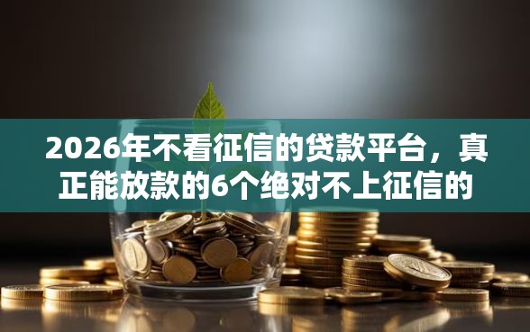 2026年不看征信的贷款平台，真正能放款的6个绝对不上征信的贷款平台推荐