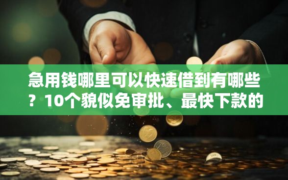 急用钱哪里可以快速借到有哪些？10个貌似免审批、最快下款的贷款平台合集