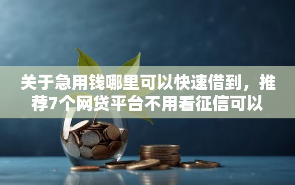 关于急用钱哪里可以快速借到，推荐7个网贷平台不用看征信可以放款的给你