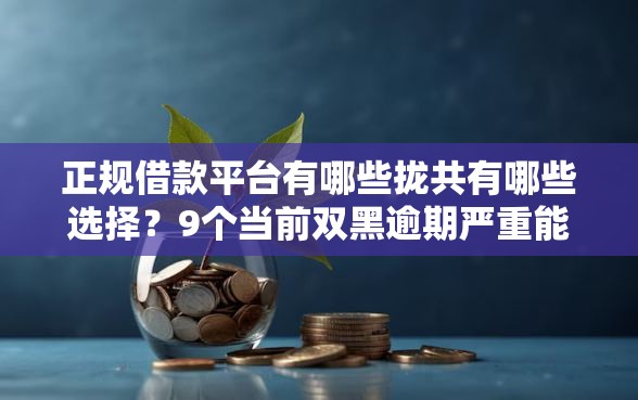 正规借款平台有哪些拢共有哪些选择？9个当前双黑逾期严重能下款的平台详解