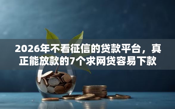 2026年不看征信的贷款平台，真正能放款的7个求网贷容易下款的口子推荐