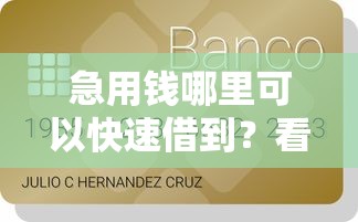 急用钱哪里可以快速借到？看看这5个贷款平台有没有能下款的