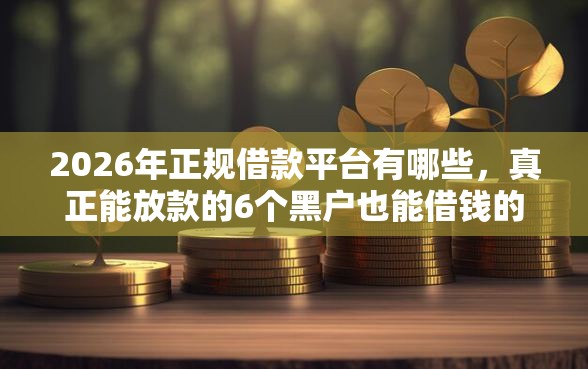 2026年正规借款平台有哪些，真正能放款的6个黑户也能借钱的平台推荐