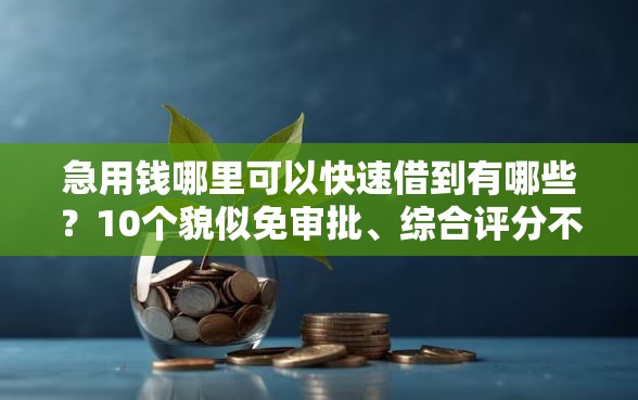 急用钱哪里可以快速借到有哪些？10个貌似免审批、综合评分不足有负债都能下款口子合集