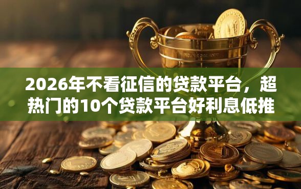 2026年不看征信的贷款平台，超热门的10个贷款平台好利息低推荐