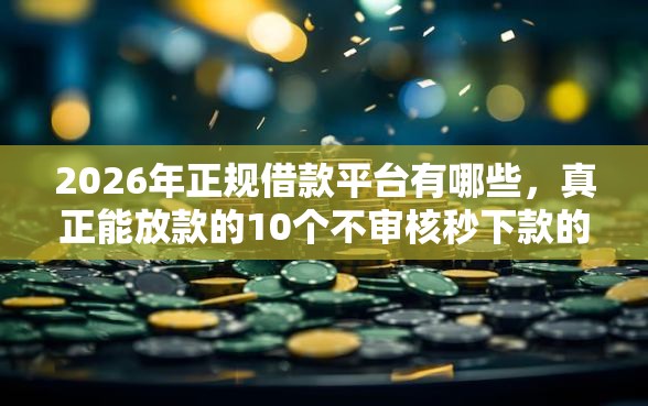 2026年正规借款平台有哪些，真正能放款的10个不审核秒下款的小额贷款网贷推荐