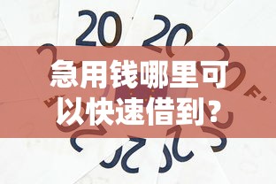 急用钱哪里可以快速借到？十个逾期也不怕的好贷款平台