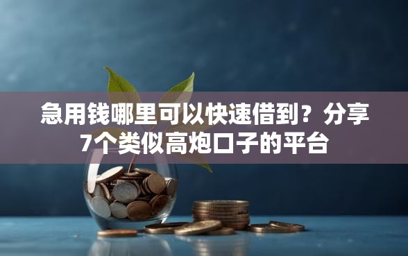 急用钱哪里可以快速借到？分享7个类似高炮口子的平台