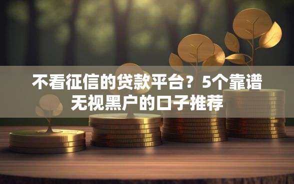不看征信的贷款平台？5个靠谱无视黑户的口子推荐