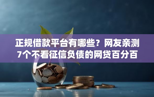 正规借款平台有哪些？网友亲测7个不看征信负债的网贷百分百下款app盘点