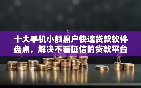 十大手机小额黑户快速贷款软件盘点，解决不看征信的贷款平台的问题